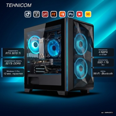 Tehnicom i3-14100F / RTX 3070 Ti 8 Гб / 32 Гб / SSD 1000 Гб / Win 11 Pro