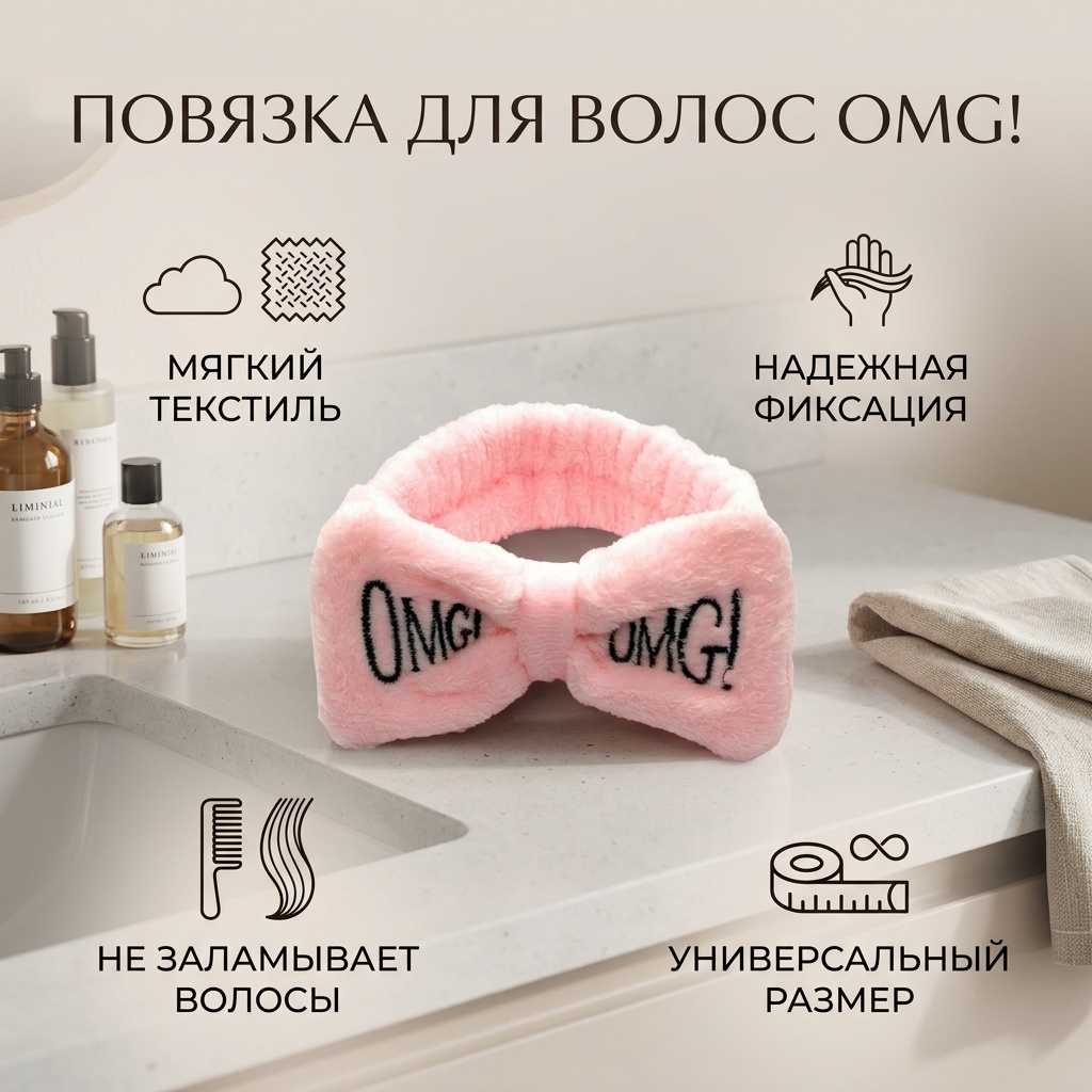 OMG! повязка для головы, для умывания пудра 1 шт