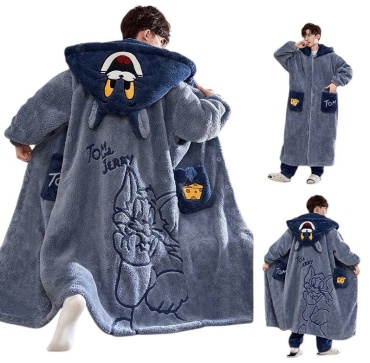Бархатный халат синий, желтый