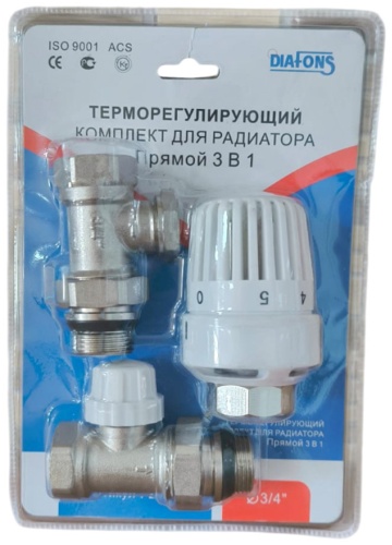 DIAFONS настроечный клапан Кран термостатическая головка (прямой) (в комплекте) 2020S d20 1 шт