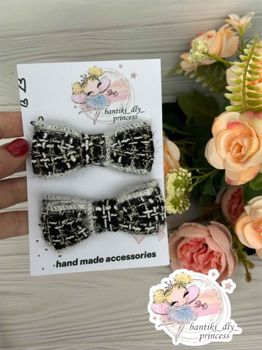 Bantiki_dly_princess резинка бант 2 шт, черный, белый