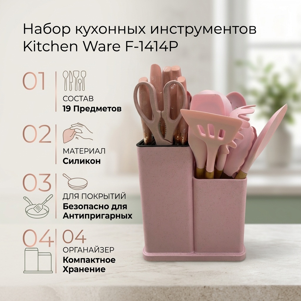 Набор кухонных инструментов Kitchen Ware силикон, 19 шт