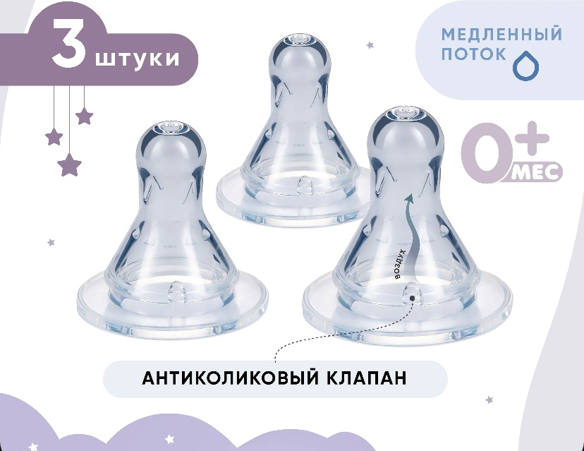Соска для бутылочки Mello 134-0063, 3 шт