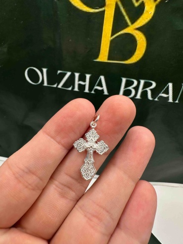 Крестик OLZHA BRAND Bax вес 1.5 г серебро, без вставок