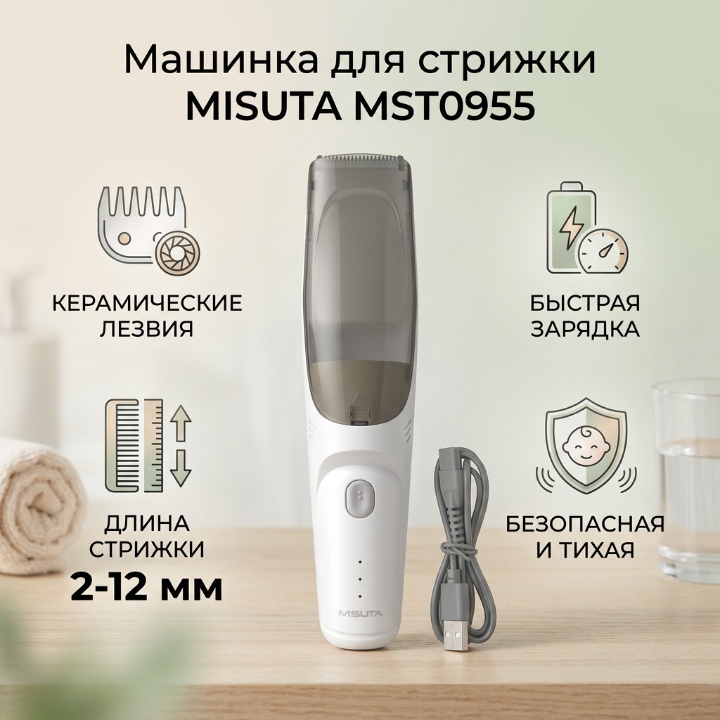MISUTA машинка для стрижки MST0955 белый, серый