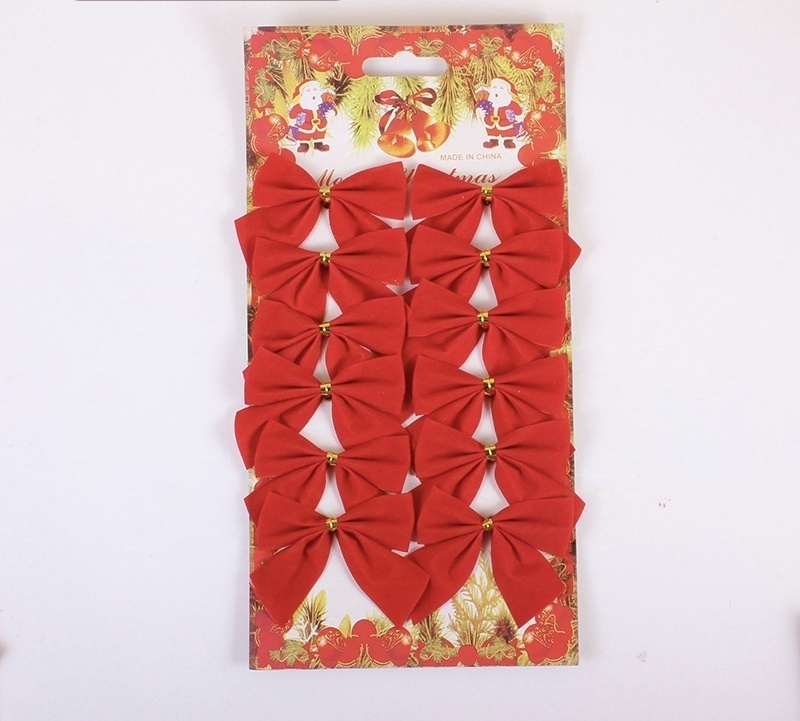 Merry Christmas бантики текстиль 12 шт, алый