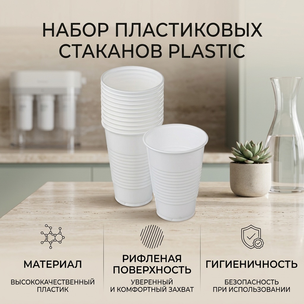 PLASTIC стакан СТ-001982 белый 50 шт