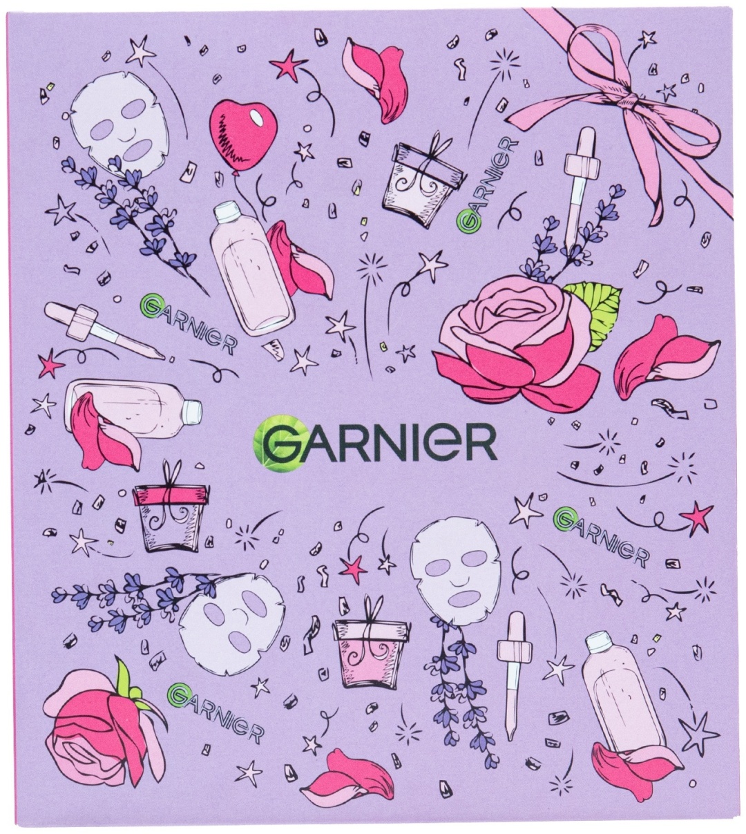 Garnier тоник увлажнение роза 200 мл + маска лаванда антистресс набор по уходу за лицом для женщин