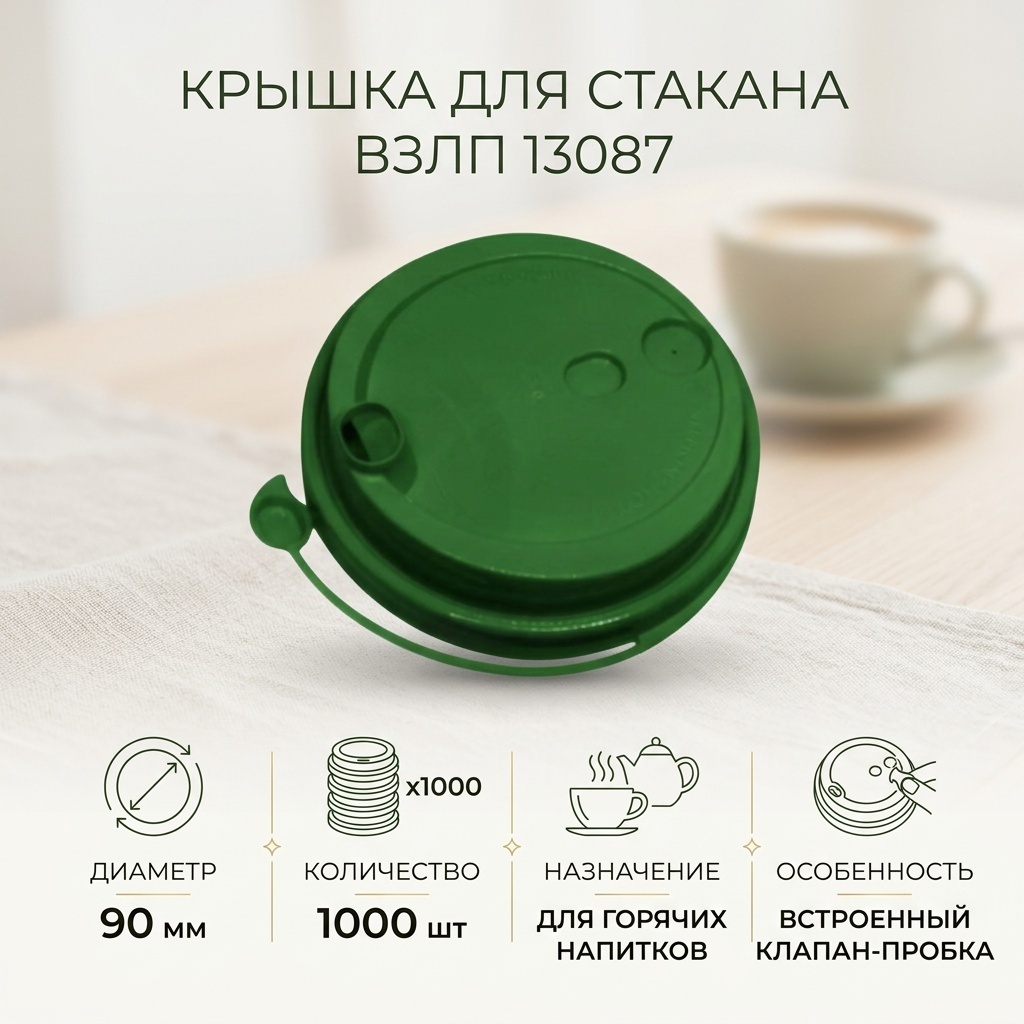Вольгинский завод литьевых пластмасс крышка для стакана 13087 зеленый 1000 шт