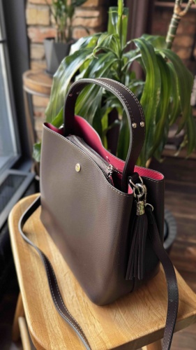 Сумка тоут Genuine Leather натуральная кожа шоколадный