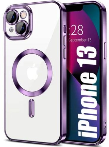 Чехол SherWay для Apple iPhone 13 фиолетовый-прозрачный