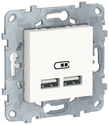 Schneider Electric встраиваемая NU541818, USB-розетка цвет белый