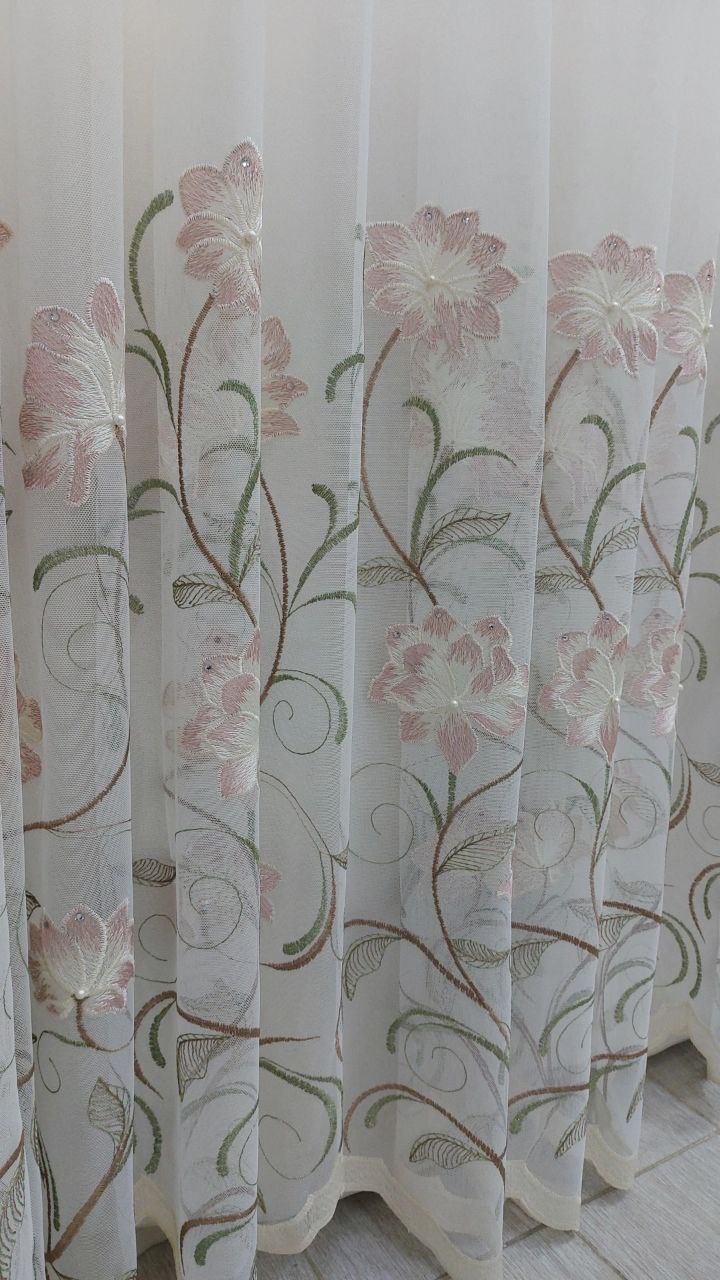 Тюль 250x295 см 1 шт, сетка, розовый, мультиколор