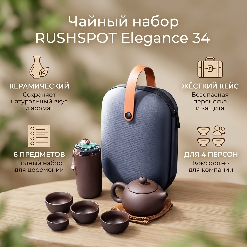 Сервиз на 4 персоны RUSHSPOT , предметов: 6, чайный, керамика
