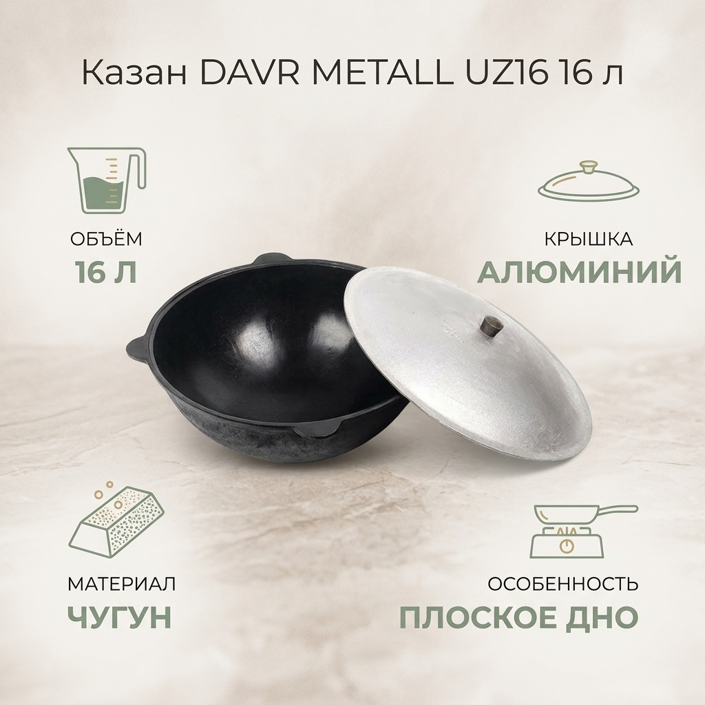 Казан DAVR METALL 16 л, чугун