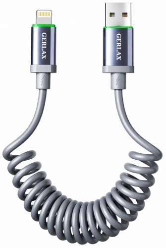Кабель GERLAX USB 2.0 (F), Lightning, 1.6 м, 57888 серый