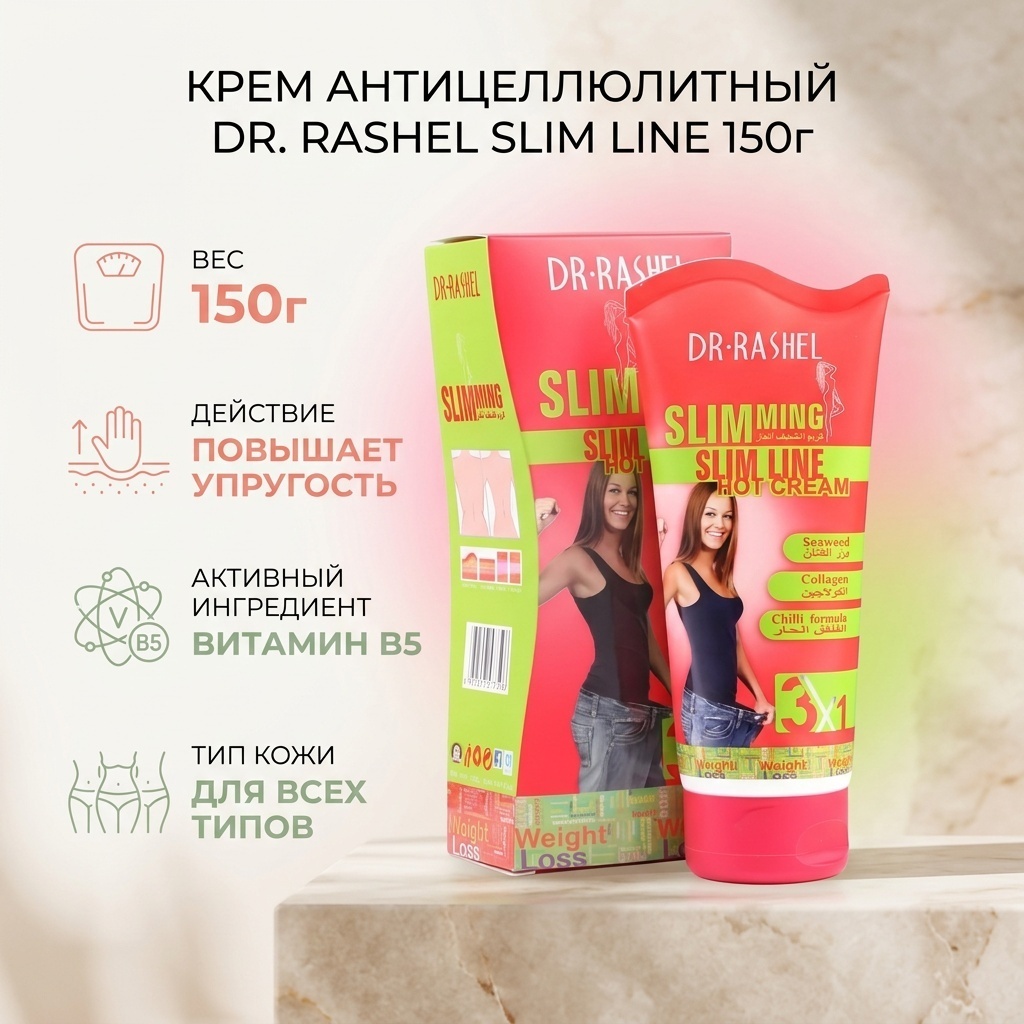 Антицеллюлитный крем Dr. Rashel с витамином B5 дарит гладкость и упругость, 150 г