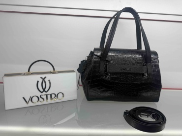 Сумка тоут Vostro натуральная кожа черный
