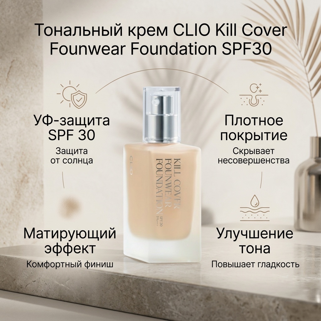 CLIO Kill Cover Founwear Foundation SPF30 тональный крем 04 Ginger 38 мл