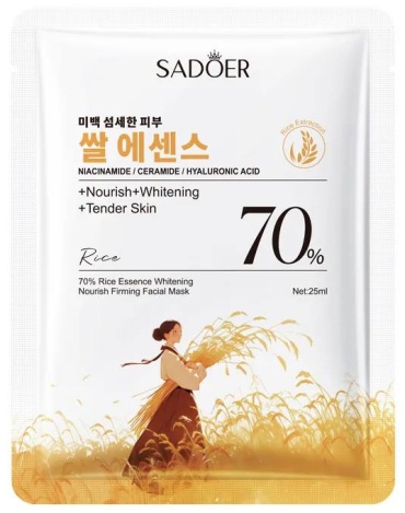 Маска для лица SADOER тканевая Rice 1 шт