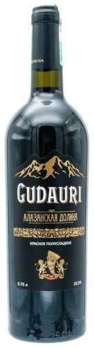Вино Gudauri Алазанская долина полусладкое красное 10.5% 0.75 л