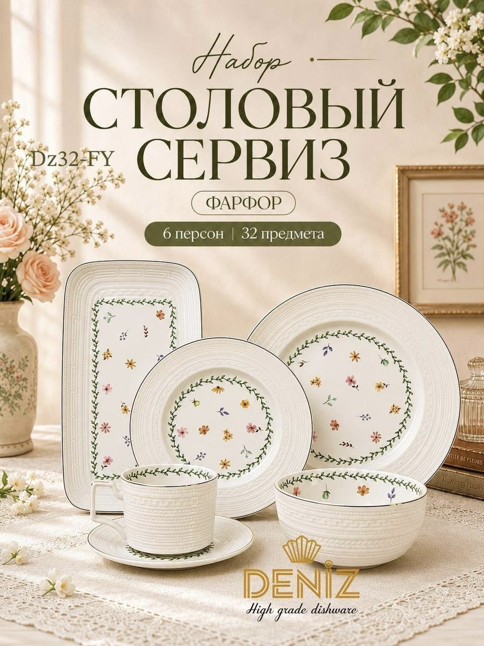 Сервиз на 6 персон Deniz , предметов: 32, столовый, фарфор