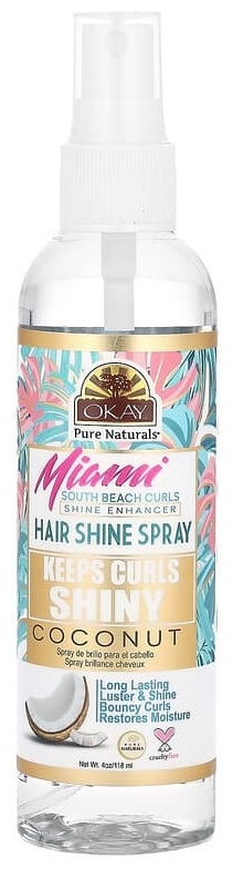 Okay Pure Naturals Майами Саут-Бич Curls, Shine Enhancer, спрей для блеска волос, кокос, 118 мл (4 унции) спрей средняя фиксация 118 мл