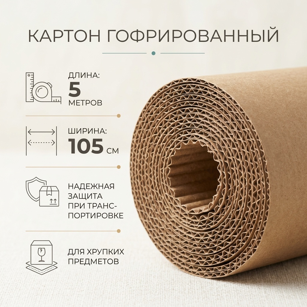 Картон 15855002_073774884 гофрированный картон 500 см 1 шт