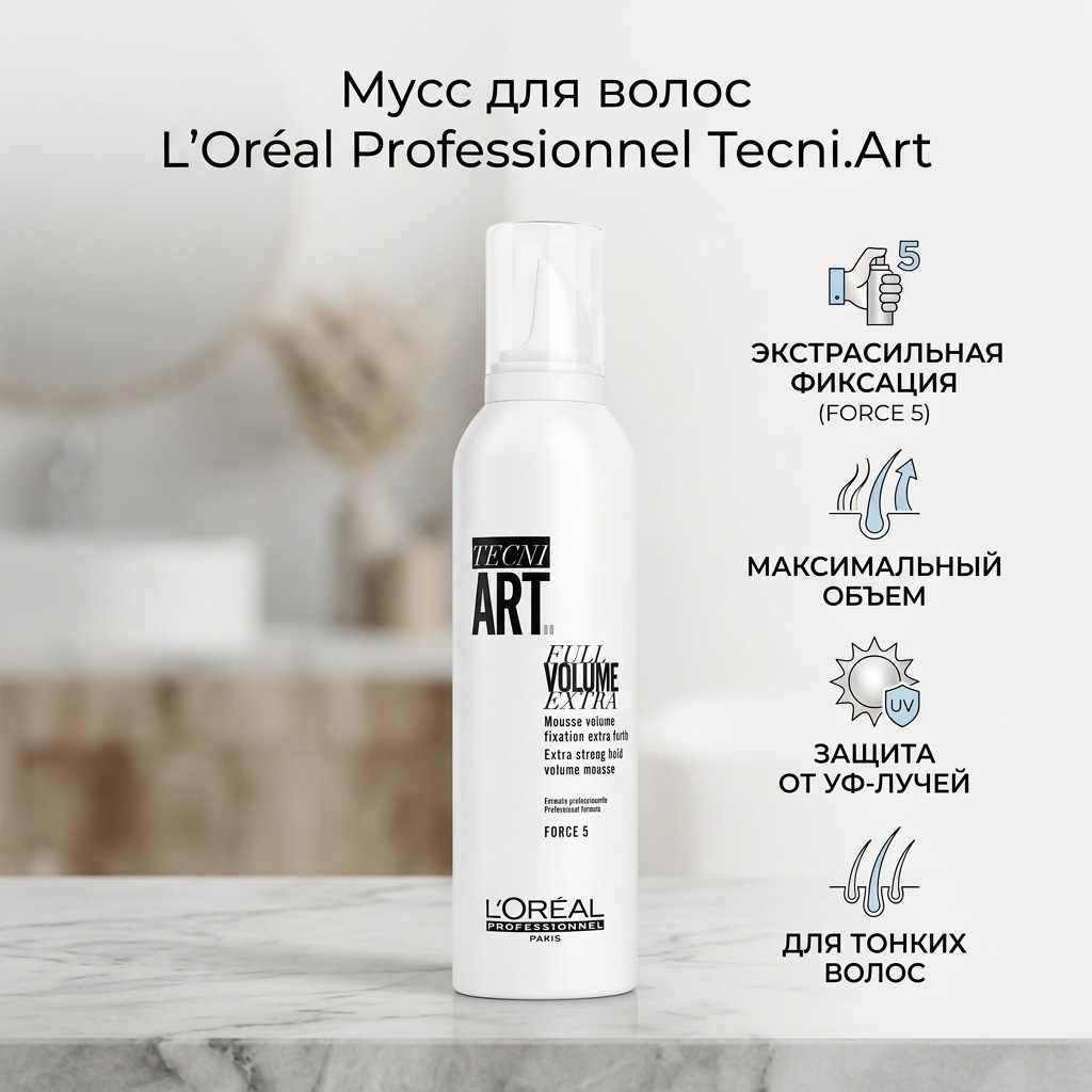 Loreal Professionnel Paris Tecni.Art мусс экстрасильная фиксация 250 мл