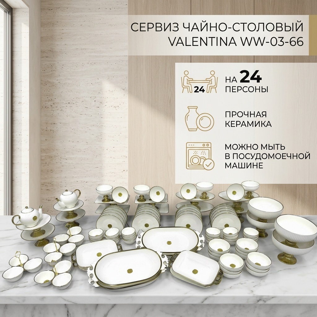 Сервиз чайно-столовый Valentina Ww-03-66 100 в 1