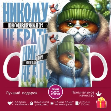 Кружка «Новогодняя Егора (2)», 330 мл, керамика, 1 шт.