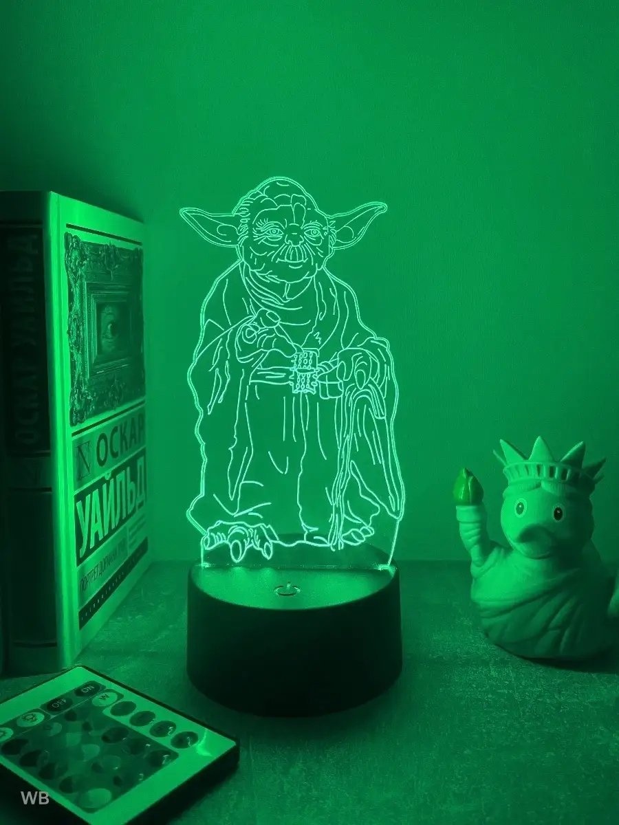 Ночник детский в USB разъем Ночник Йода Звездные Войны Star Wars, разноцветный