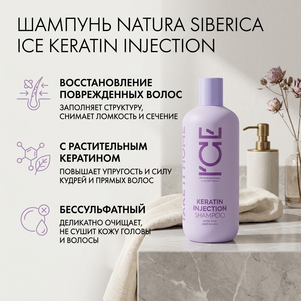 Natura Siberica Ice Keratin Injection шампунь 400 мл