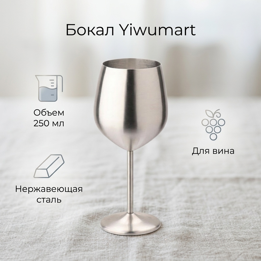 Бокал Yiwumart 250 мл, нержавеющая сталь, 1 шт