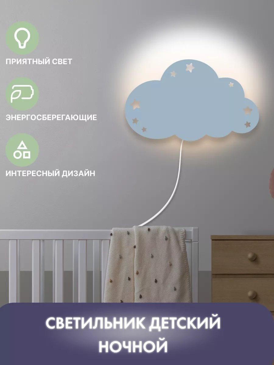 Ночник детский настенный Ночник настенный Облако, красный
