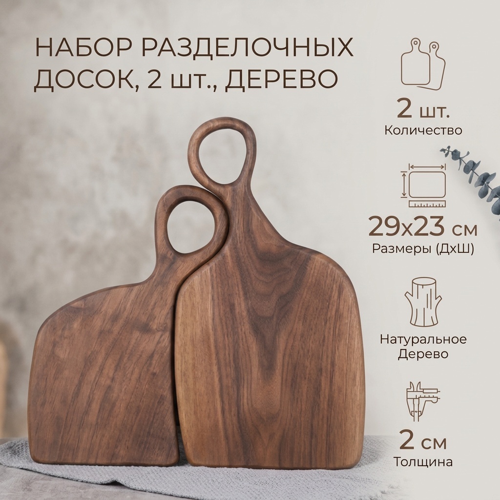 Набор разделочных досок 30423665_852140775 2 шт, дерево