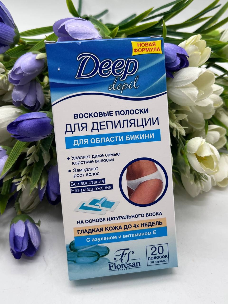 Воск пленочный Deep Depil floresan плотность мягкая в полосках 100 г