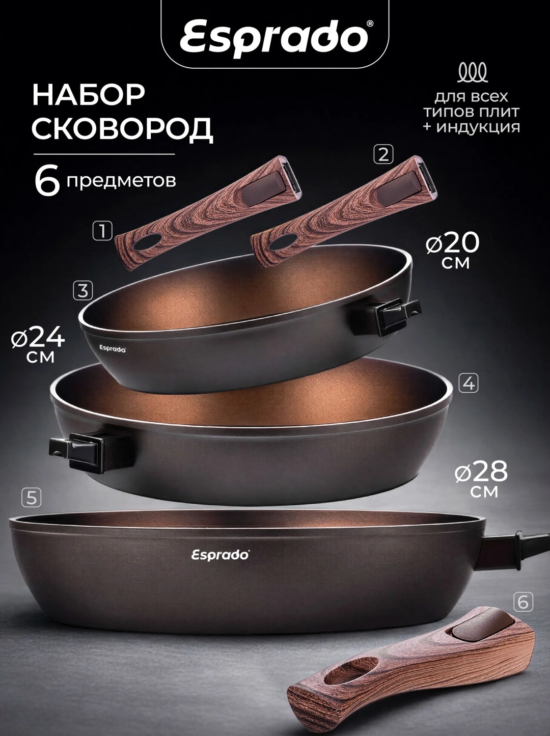 Набор сковородок Esprado Каста 3 в 1