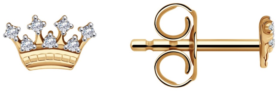 Пусеты ALEXEEV Gold & Jewelry 029927.1 вес 0.67 г золото, фианит