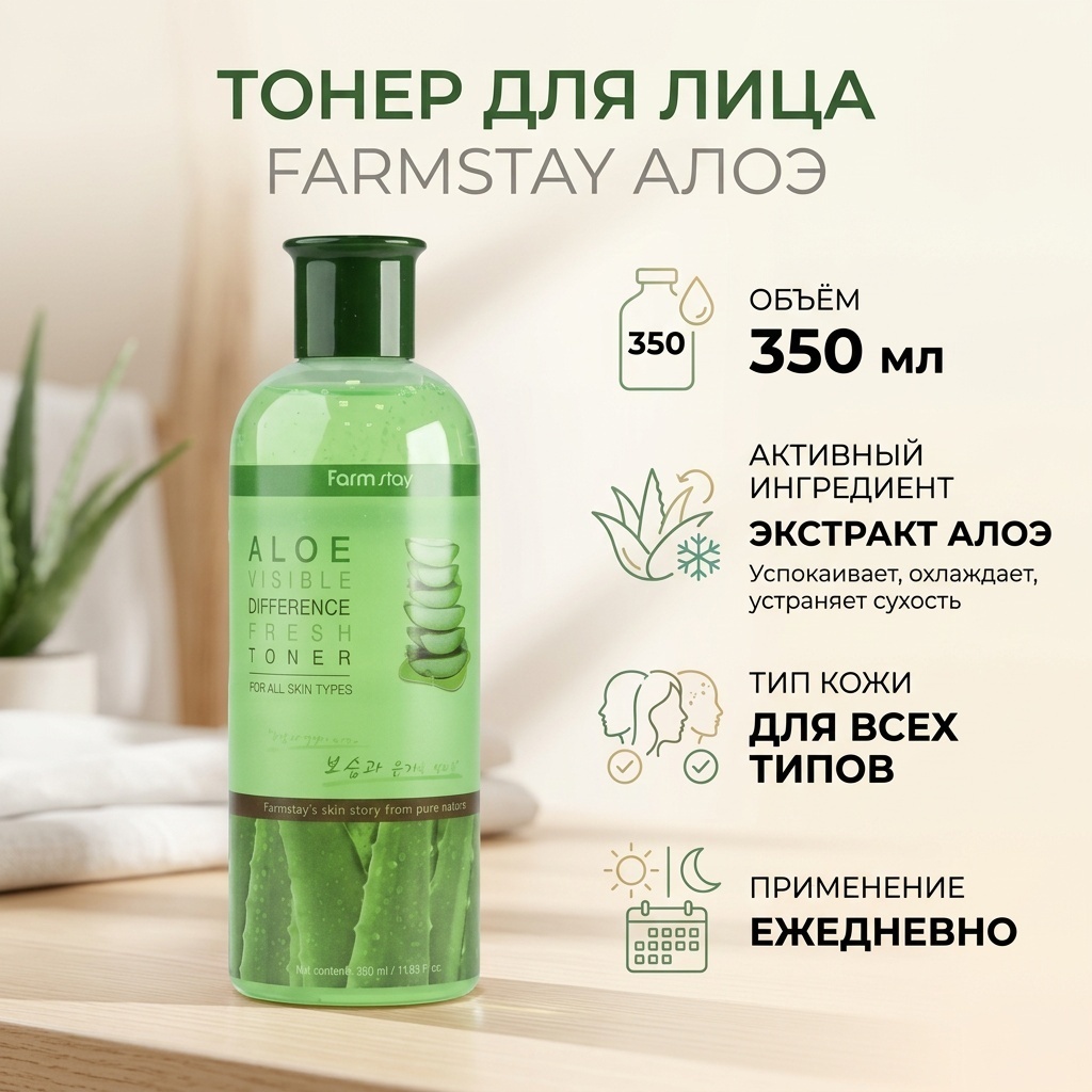 Farmstay тонер farm stay алое 350 мл