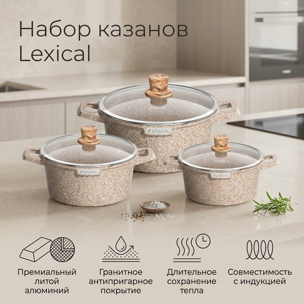 Набор казанов Lexical 3 в 1