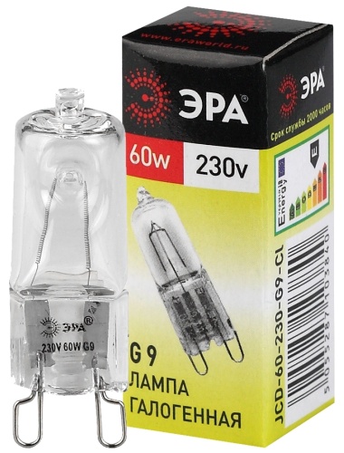 ЭРА 60W G9, галогенная, теплый белый