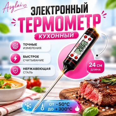 Термометр электронный ASYLAI нержавеющая сталь, пластик 1 шт