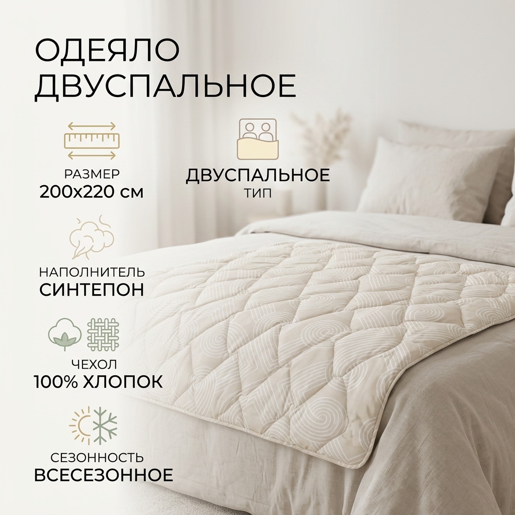 Одеяло Сделано в Казахстане 200x220 всесезонное