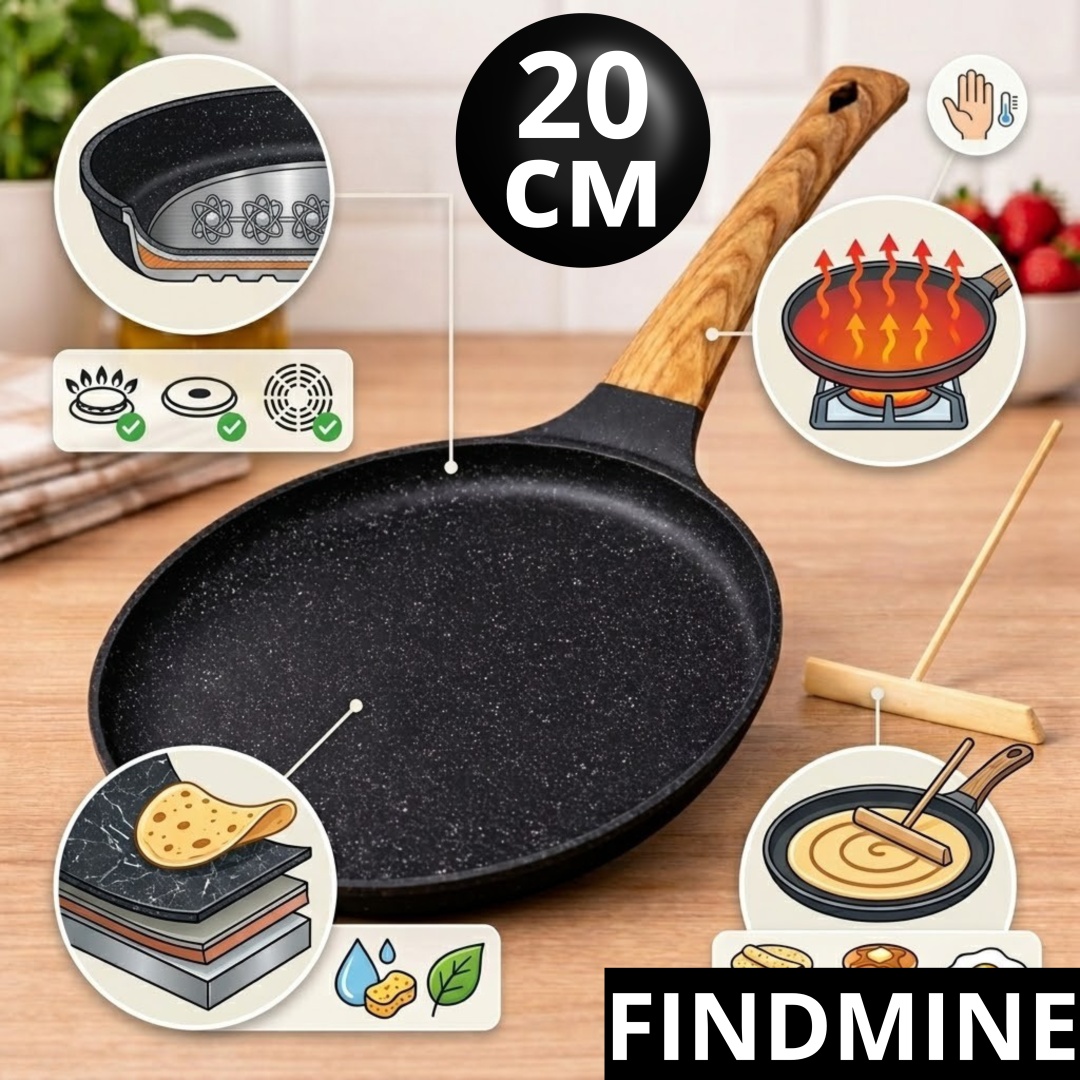 Блинная сковорода FINDMINE 20 см с антипригарным покрытием, алюминий