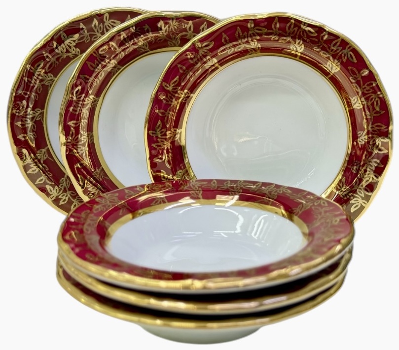 Розетка SLANKA RELEF/RED GOLD круглая 6 шт, фарфор