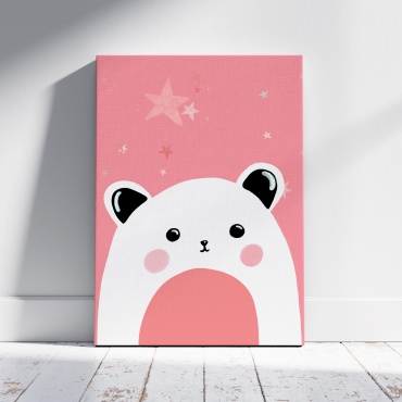 PEMIKAN CRAFT картина Белый медвежонок на розовом фоне для детской 40x60 см