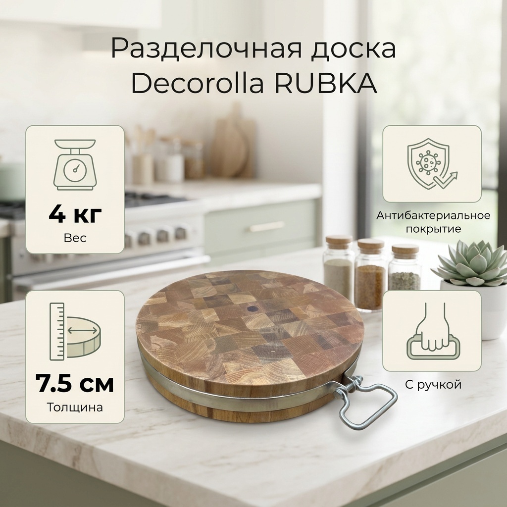 Decorolla разделочная доска RUBKA 1 шт, дерево