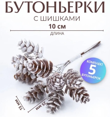 Веточки с шишками бутоньерки 10 см
