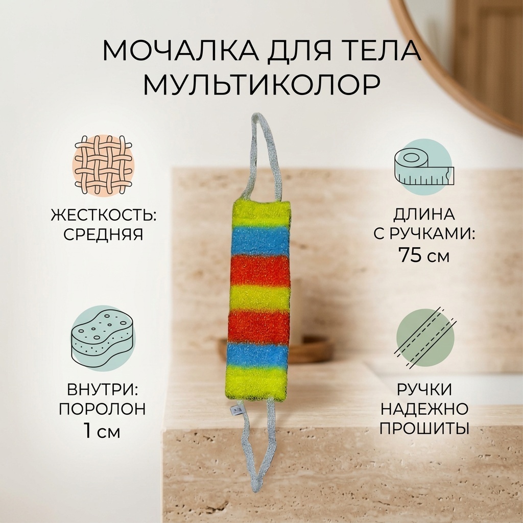 Мочалка для тела, универсальное мультиколор 1 шт